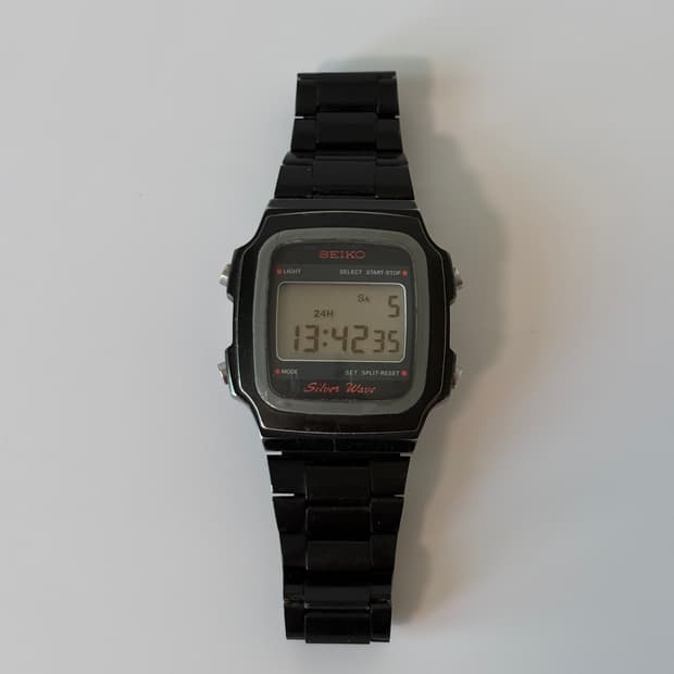 1980s Silverwave Black Square Digital