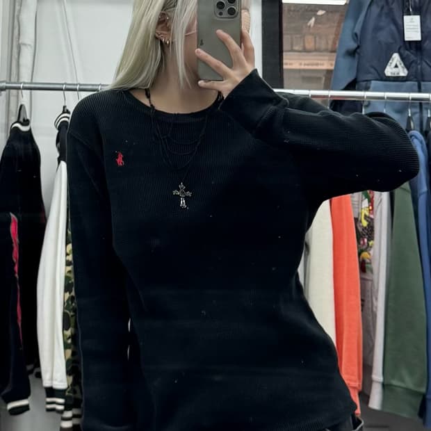 폴로 랄프로렌 블랙 와플 롱슬리브