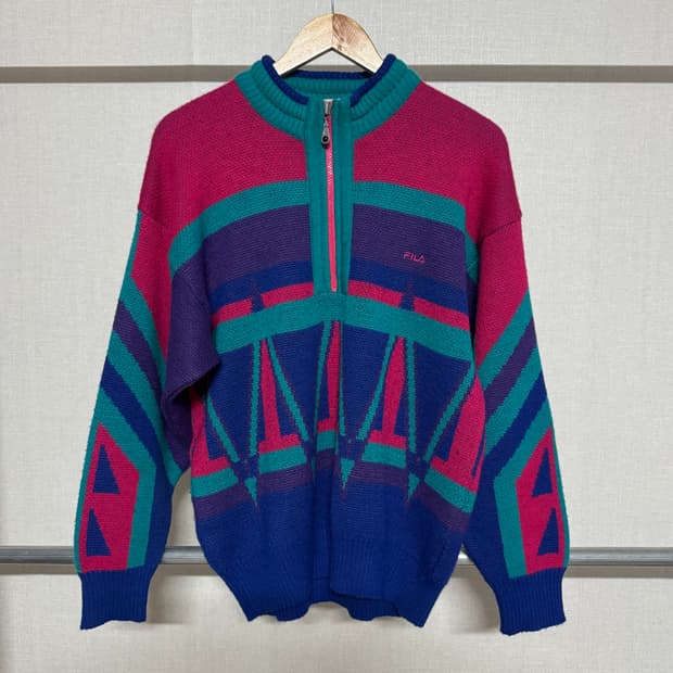 FILA 이태리 하프넥 집업 니트 L