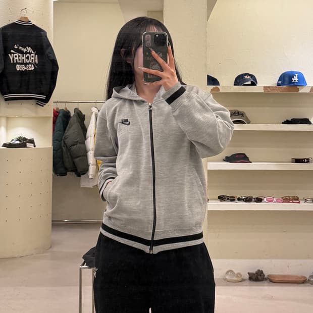 나이키 빈티지 로고 후드집업 그레이 U959