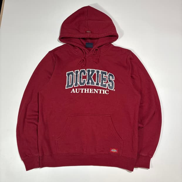 디키즈 버건디 로고 후드티