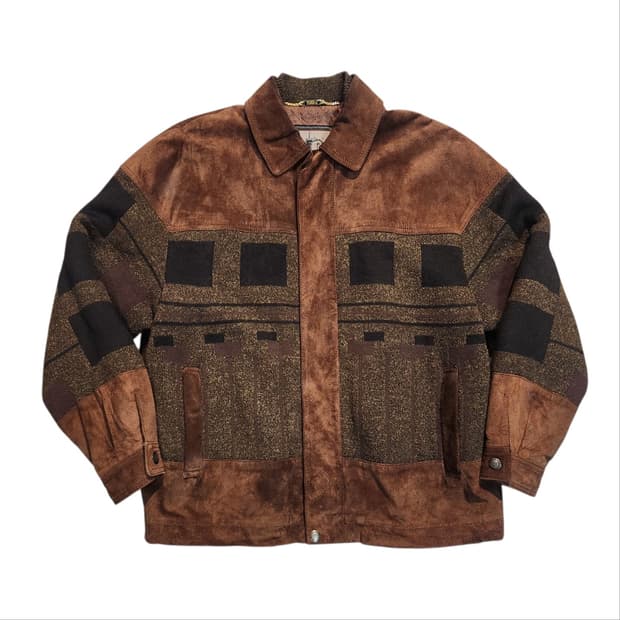 스웨이드 배색 브라운 패턴 자켓 (L)