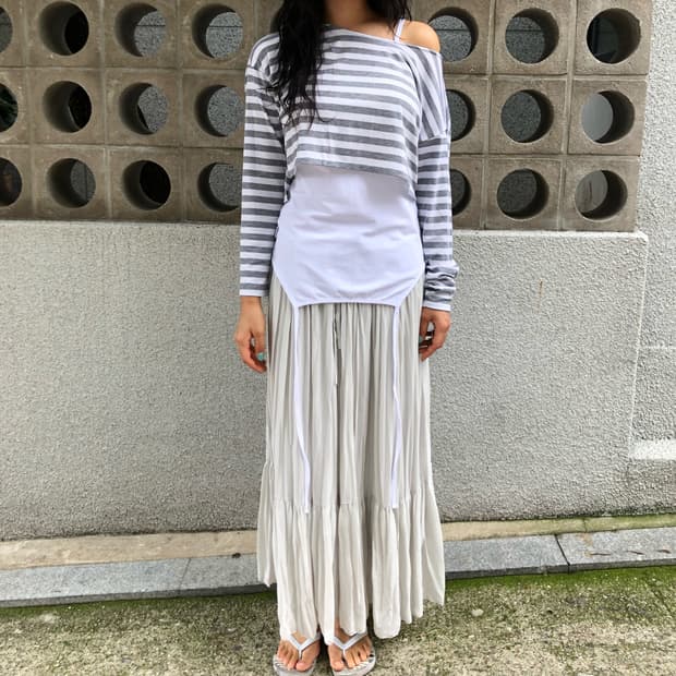 JPN 아메리칸홀릭 모리걸 셔링 플리츠 롱스커트