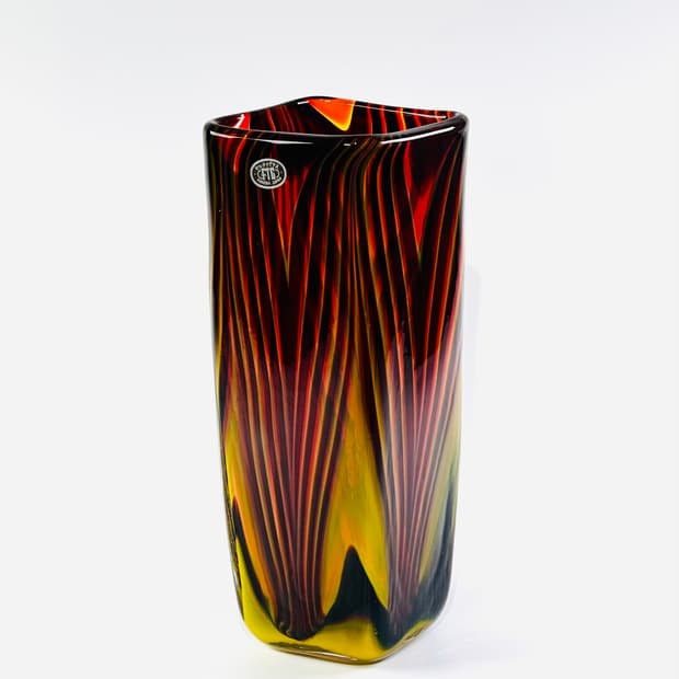 일본 빈티지 마르티 아트글라스 스퀘어 대형 화병