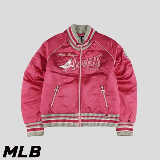 (구해요) MLB angels 엠엘비 엔젤스 핑크 바시티자켓 야구점퍼