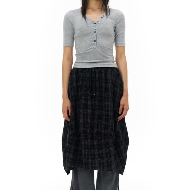 Pahisum Check Balloon Skirt_Black