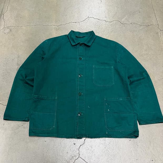 OLD FRENCH "HBT" "GREEN" 헤링본트윌코튼 프렌치워크자켓