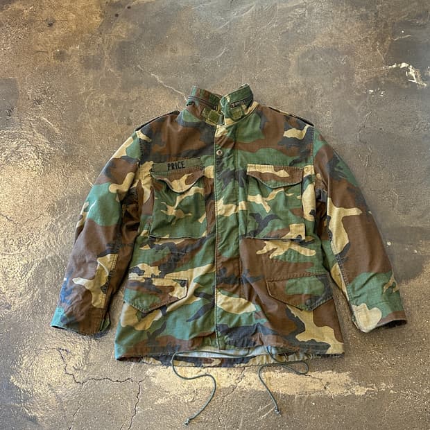 80s 알파 인더스트리 M-65 우드랜드 밀리터리 자켓 S