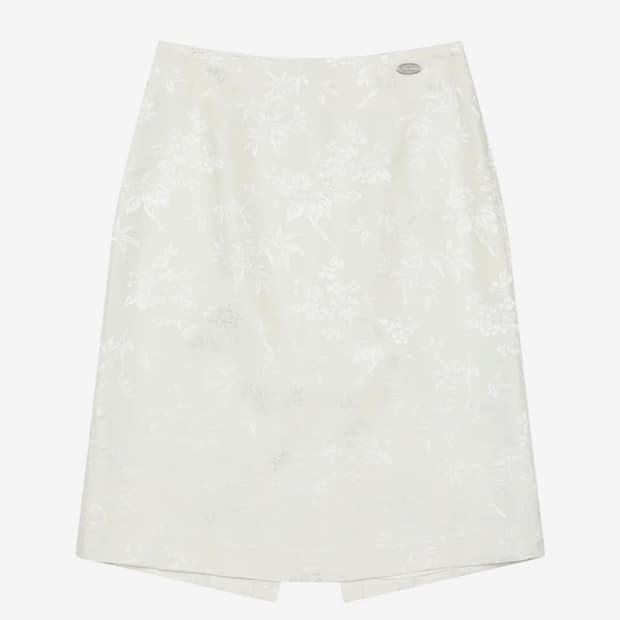 오헤시오 FLOWER JACQUARD MIDI SKIRT, IVORY