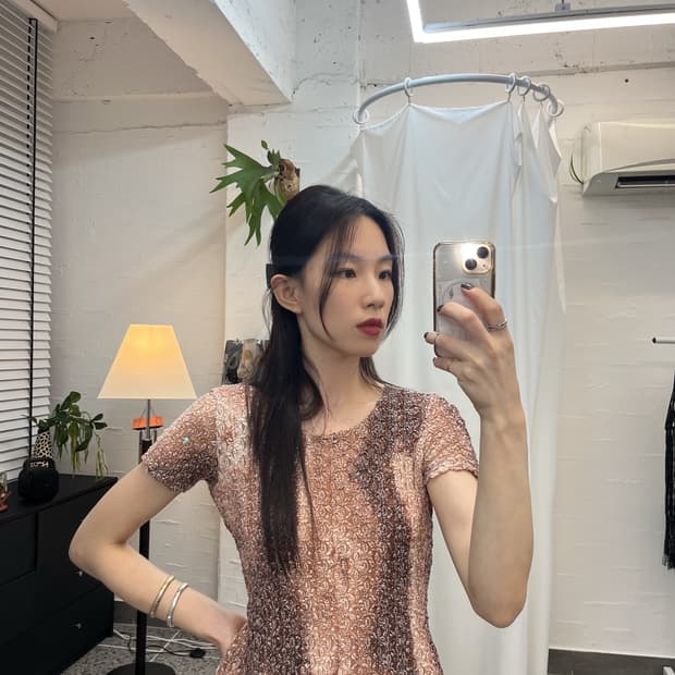 핑크 브라운 다이드 티셔츠