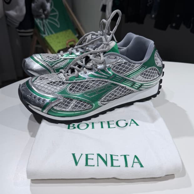 (A+/42) / 보테가 베네타 오르빗 스니커즈 실버 패러킷 그린 컬러