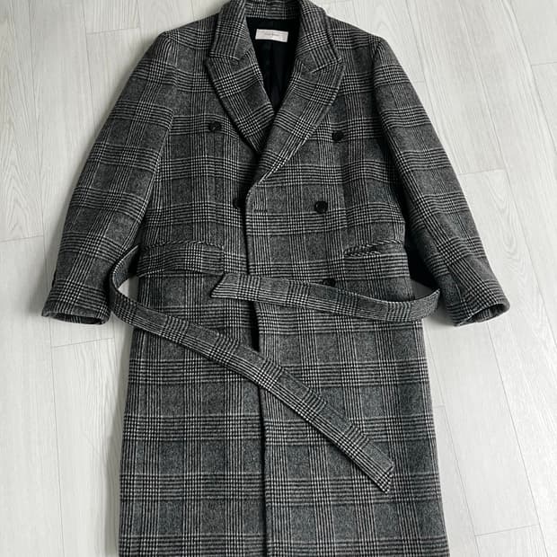 토니웩 글렌체크 벨티드 울 코트