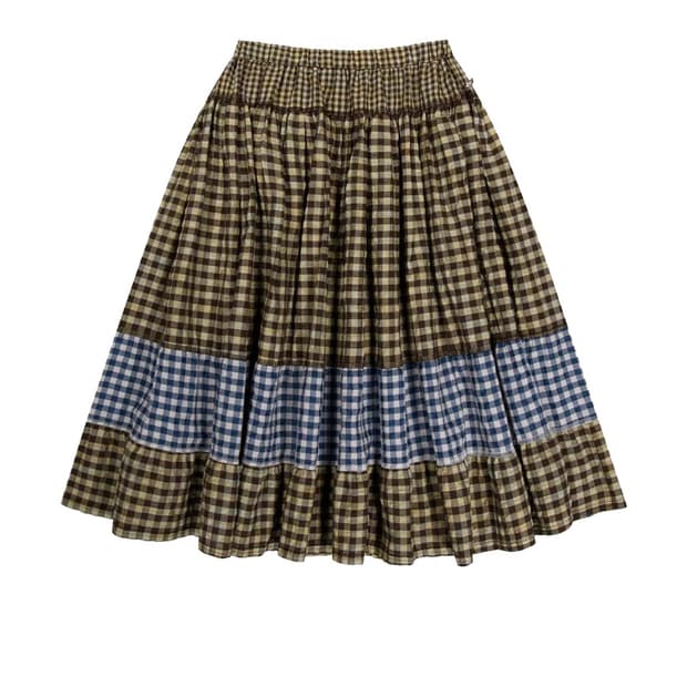 코이세이오 MORI CHECK SKIRT BROWN
