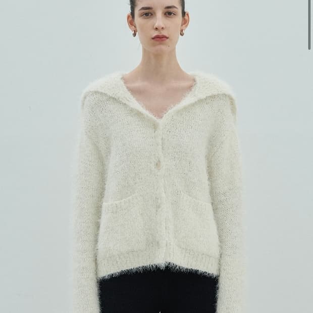 다이애그널 세일러 퍼 니트 가디건