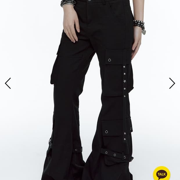 [구해요] 러프넥 부츠컷 카고 스트랩 팬츠 블랙