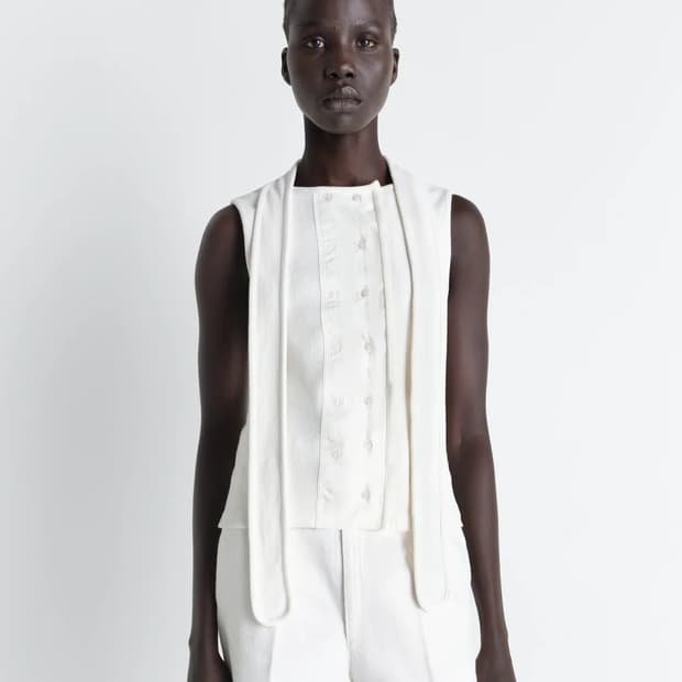 [XS,S,M]르메르 26ss 스카프 슬리브리스 니트 탑/밀크