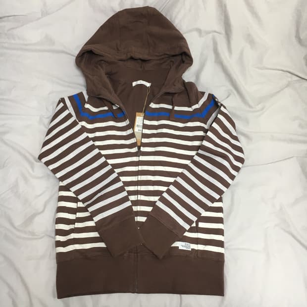 [새상품] Uglz 브라운 스트라이프 후드집업