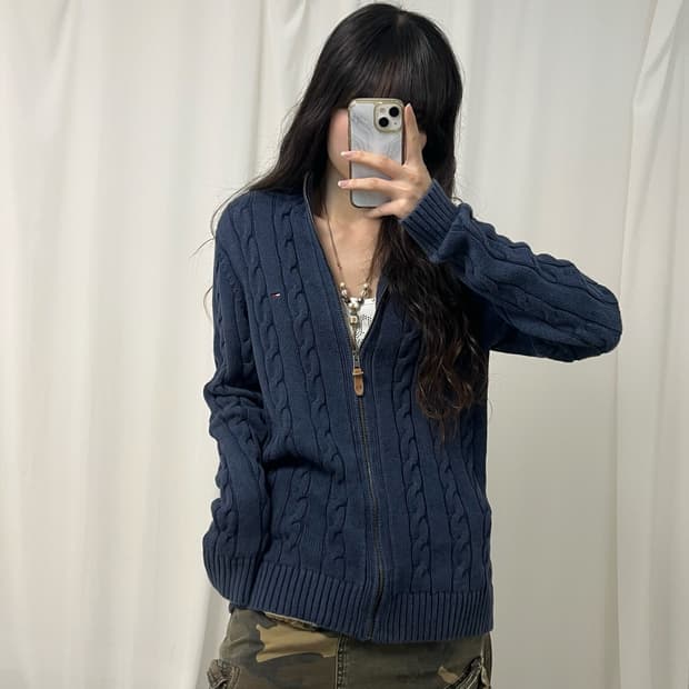 Tommy Hilfiger navy knit zip-up