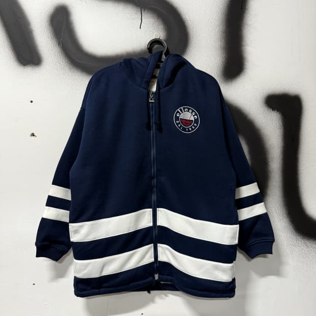 Ellesse 엘레쎄 안감 보아털 플리스 올드스쿨 배색 집업후디