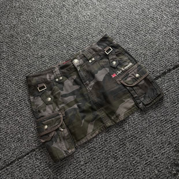 ASK Y2k 올드스쿨 빈티지 카모플리쥬 미니 스커트 3413