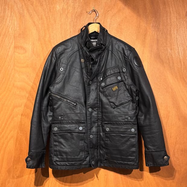 지스타 로우 데님 코팅 바이커 자켓 M