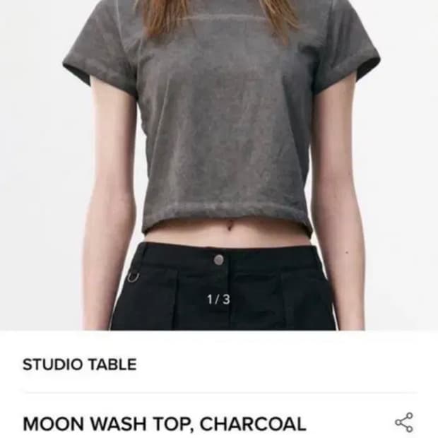 스튜디오테이블 반팔 MOON WASH TOP, CHARCOAL