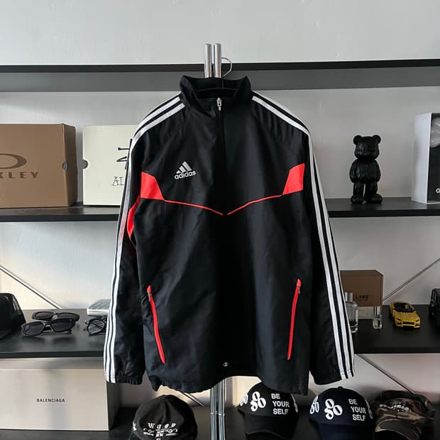 아디다스 삼선로고 바람막이 자켓 L