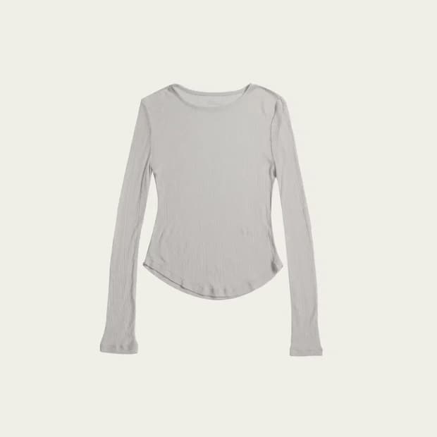 리본빛 베이직 스쿱넥 티셔츠