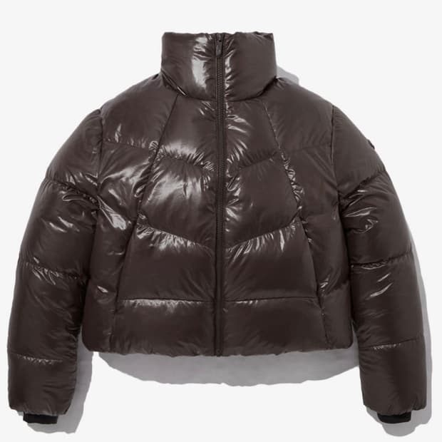 노스페이스 글로시 다운 패딩 브라운