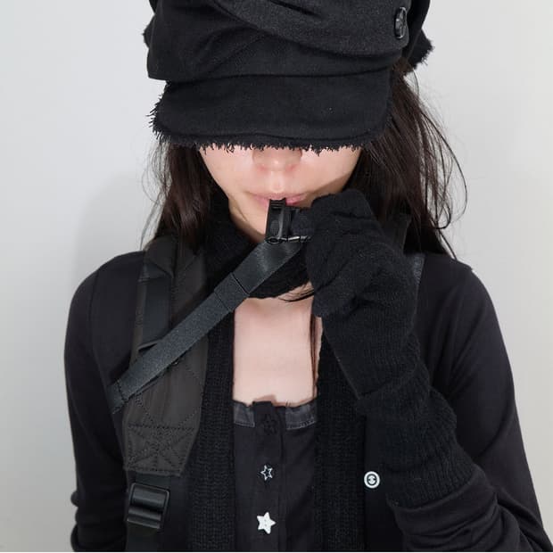 오호스 울캡 Scarf Veil Wool Cap / Black