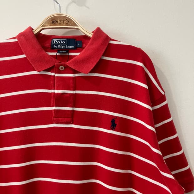 267 폴로 레드 스트라이프 반팔 카라티 pk