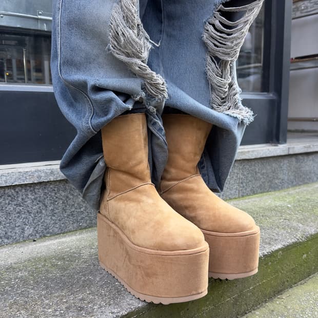 00s 리얼 스웨이드 슈퍼 플랫폼 어그 스타일 부츠