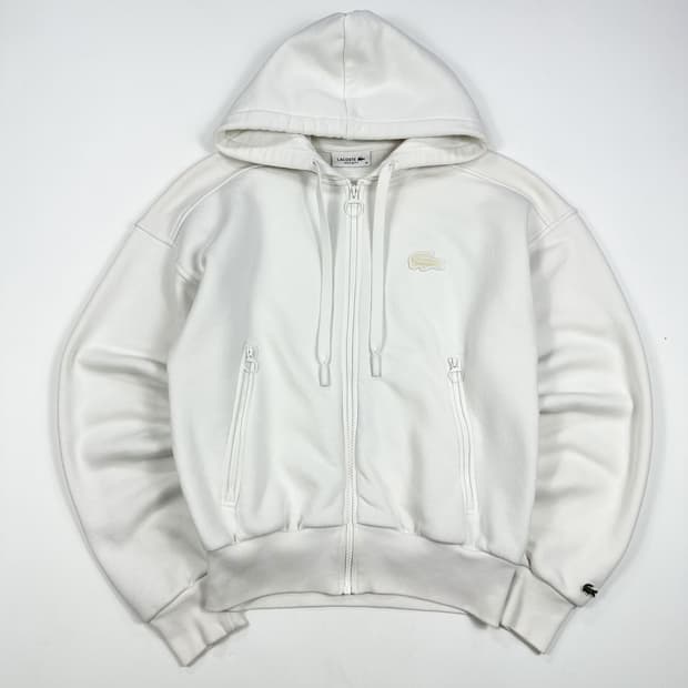 라코스테 여성 헤비코튼 후드집업 화이트 여성L