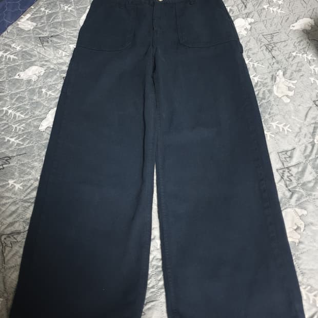 SIYAZU 뉴 와이드 기모 카펜터 팬츠 네이비 (L)