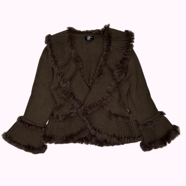 MAGLIA DONNA fur showl knit cardigan