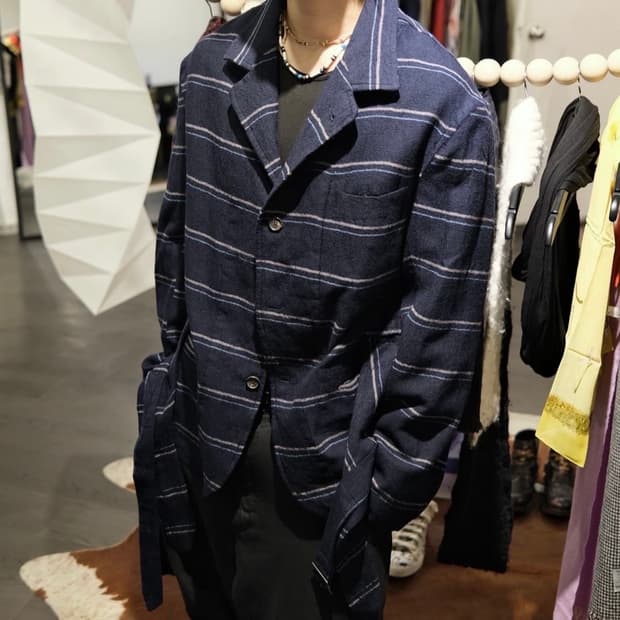 Comme Des Garcons 꼼데가르송 셔츠 축융 울 스트라이프 자켓
