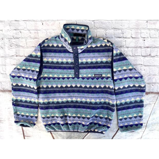 90s 파타고니아 신칠라 스냅-T 페어아일 패턴 민트네이비