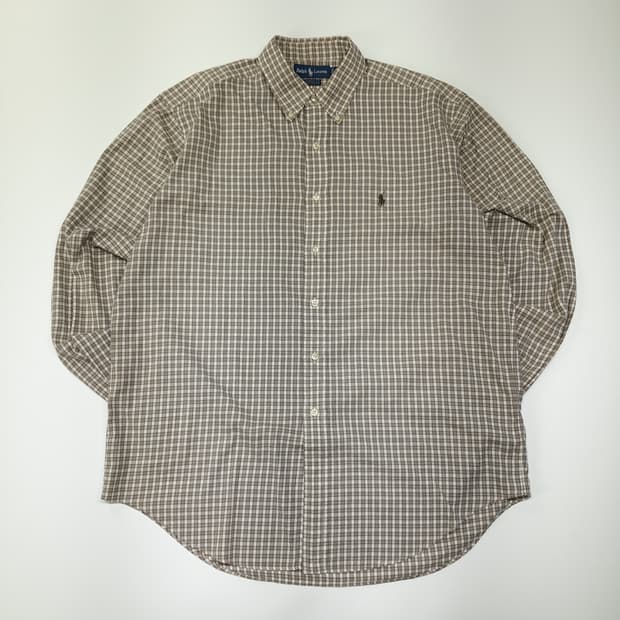 CL597 2XL 폴로 90s 홍콩판 태터솔체크 브라운 셔츠 남방