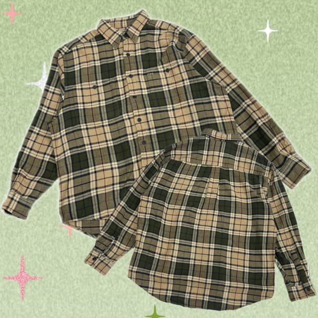 울리치 카키 체크 오버핏 셔츠 가을 시티보이 아메카지 보헤미안