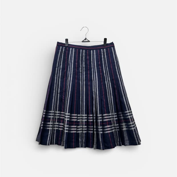 버버리 리버시블 네이비 플리츠 스커트 28-29인치