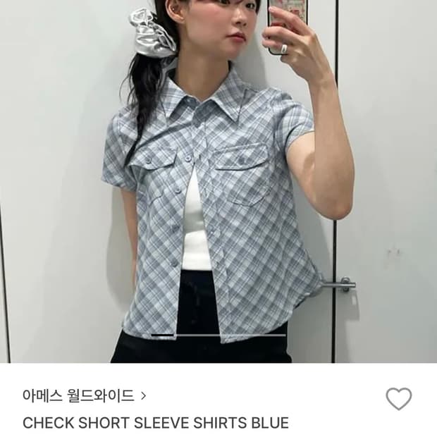 아메스 반팔체크셔츠 블루