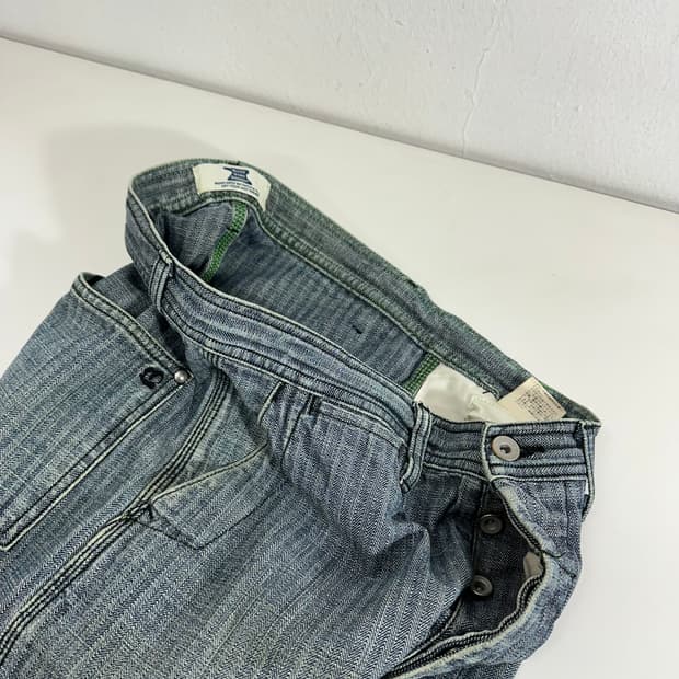 M 블루코 워크가먼츠 버튼플라이 9부 데님워크팬츠