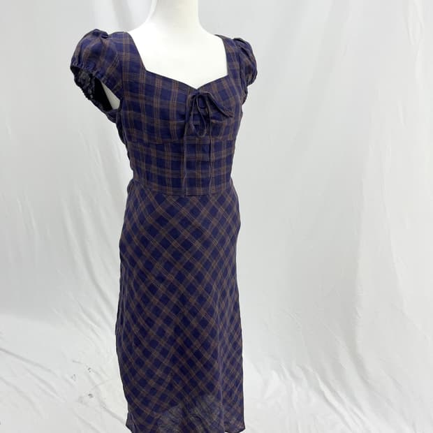 LENINA HEART-NECK CHECK DRESS