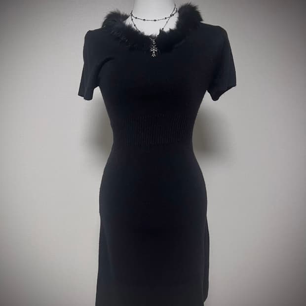 오네갸루 반팔 니트 딱붙원피스 고스 고딕