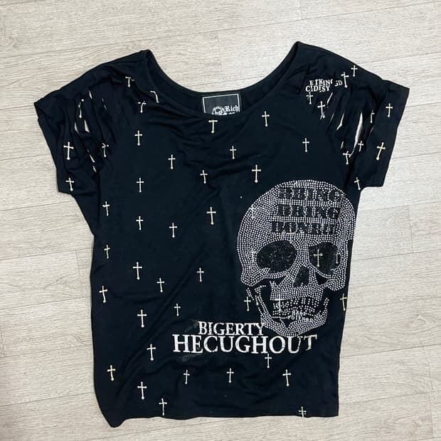 스컬 해골 큐빅 펑크 탑
