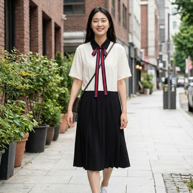 새상품. 스튜디오톰보이 배색 원피스