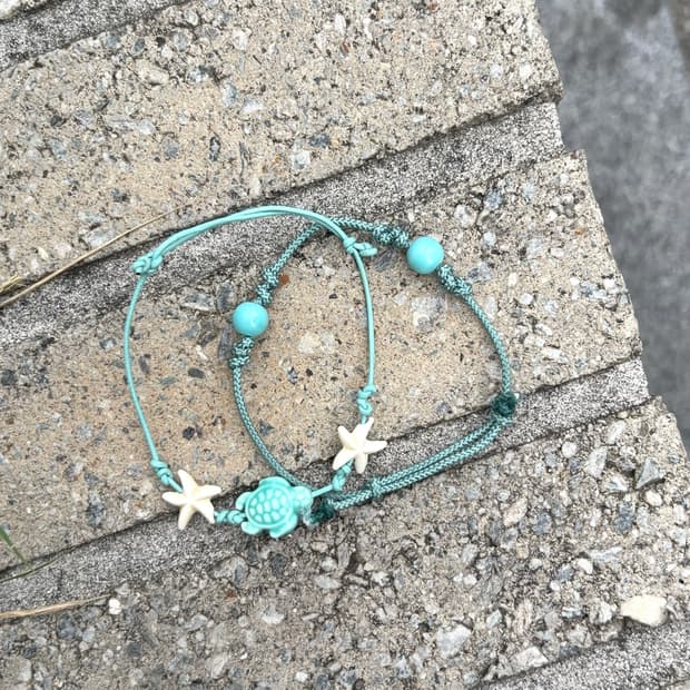 Mint turtle layered bracelet | 민트 여름 팔찌
