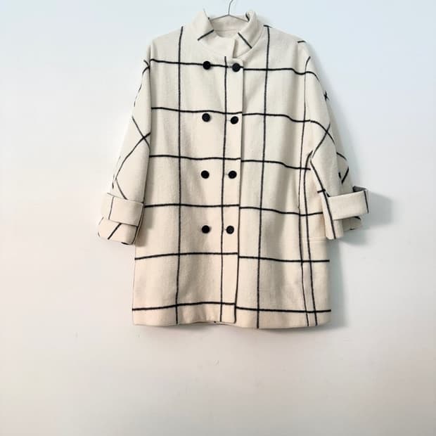Milk grid half coat / ivory