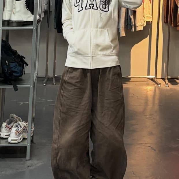 갭 로고 화이트 후드집업 A3255