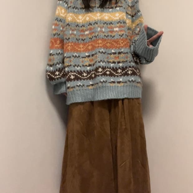 over-fit nordic pattern knit